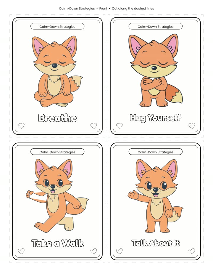 Calm-down strategy flash cards