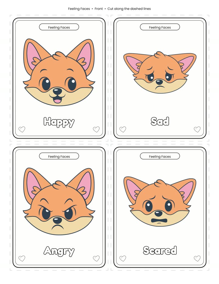 Feelings flash cards to cut out