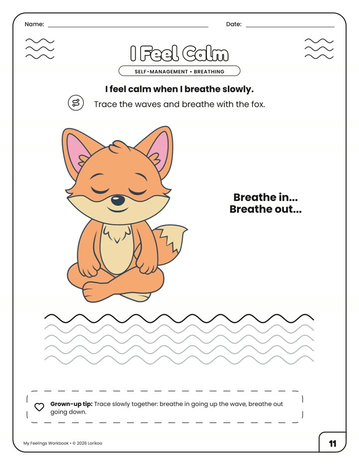 Breathing page from the workbook